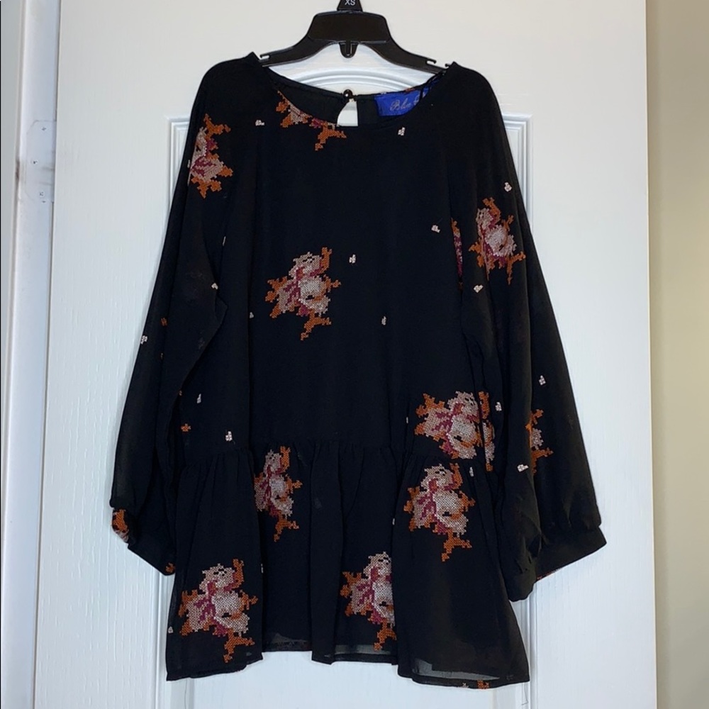 Black blouse with flowers